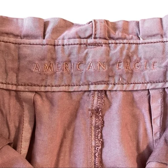American Eagle High Waisted Pink Paperbag Pants Size 4 - Picture 10 of 11